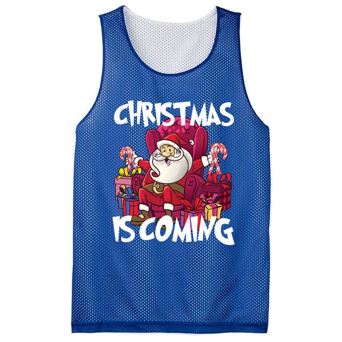 Christmas Is Coming Santa Claus Chistmas Season Gift Mesh Reversible Basketball Jersey Tank