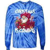 Christmas Is Coming Santa Claus Chistmas Season Gift Tie-Dye Long Sleeve Shirt