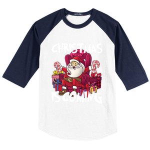 Christmas Is Coming Santa Claus Chistmas Season Gift Baseball Sleeve Shirt