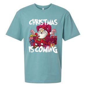 Christmas Is Coming Santa Claus Chistmas Season Gift Sueded Cloud Jersey T-Shirt