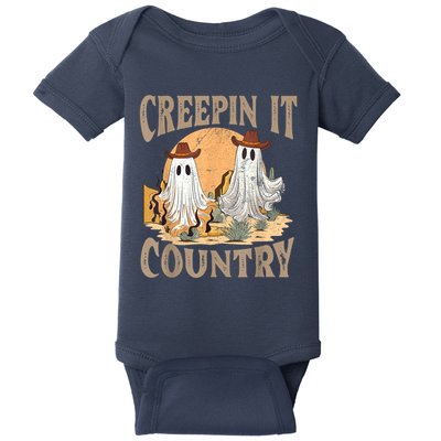 Creepin It Country Funny Halloween Western Cowboy And Cactus Baby Bodysuit