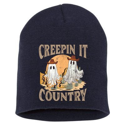 Creepin It Country Funny Halloween Western Cowboy And Cactus Short Acrylic Beanie