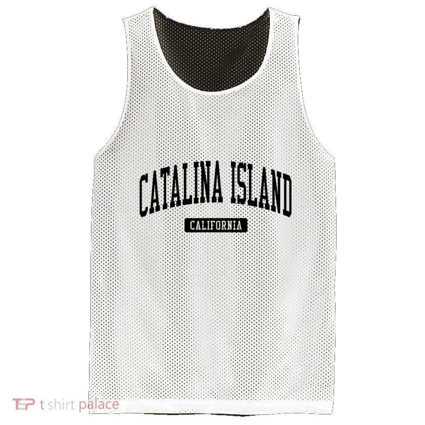 Catalina Island California Ca Vintage Athletic Sports Design Mesh Reversible Basketball Jersey Tank