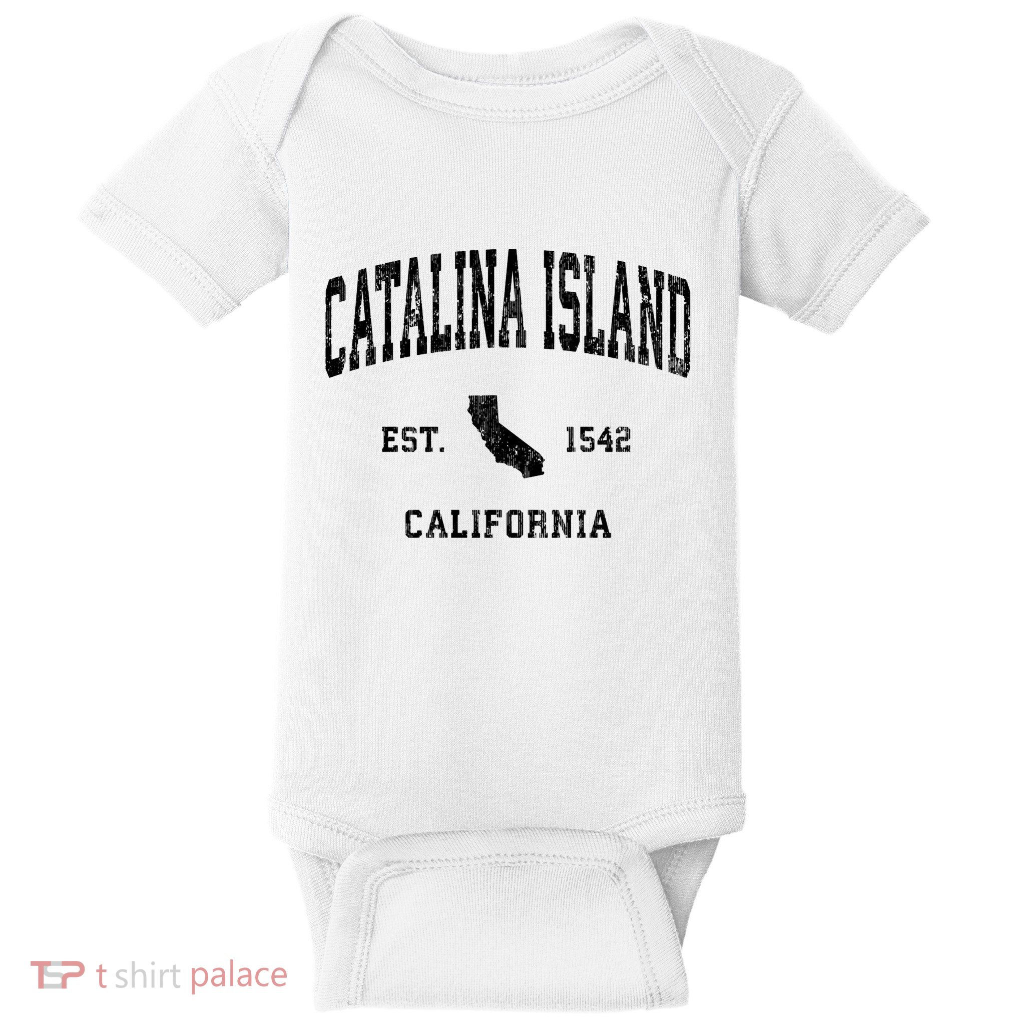 Catalina Island California Ca Vintage Athletic Sports Design Lon Baby Bodysuit