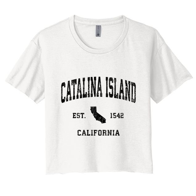 Catalina Island California Ca Vintage Athletic Sports Design Lon Crop Top
