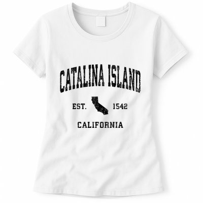 Catalina Island California Ca Vintage Athletic Sports Design Lon Womens T-Shirt