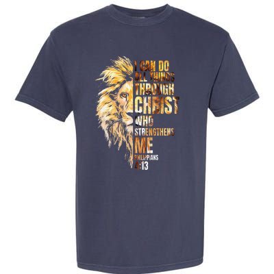 Christian I Can Do All Things Through Christ Lion Faith Garment-Dyed Heavyweight T-Shirt