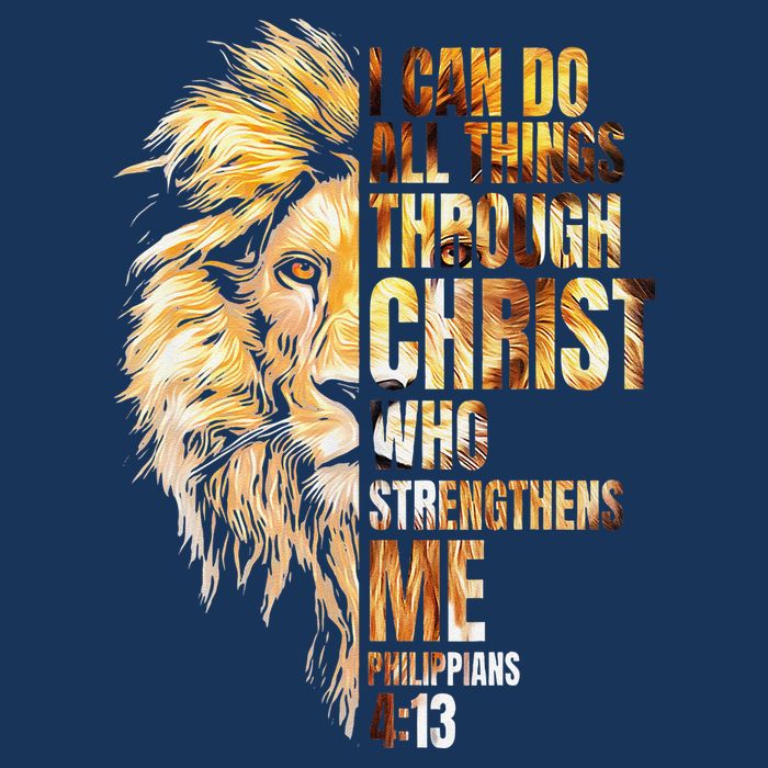 Christian I Can Do All Things Through Christ Lion Faith Cooling Performance Crew T-Shirt
