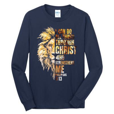 Christian I Can Do All Things Through Christ Lion Faith Tall Long Sleeve T-Shirt