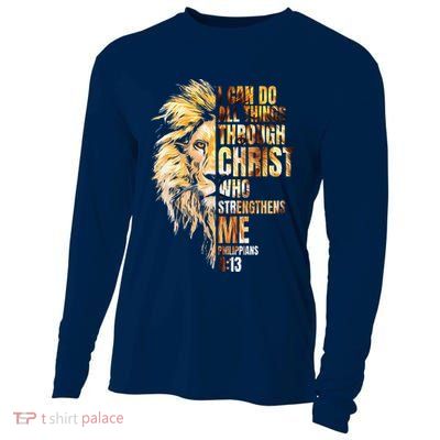 Christian I Can Do All Things Through Christ Lion Faith Cooling Performance Long Sleeve Crew