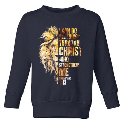 Christian I Can Do All Things Through Christ Lion Faith Toddler Sweatshirt