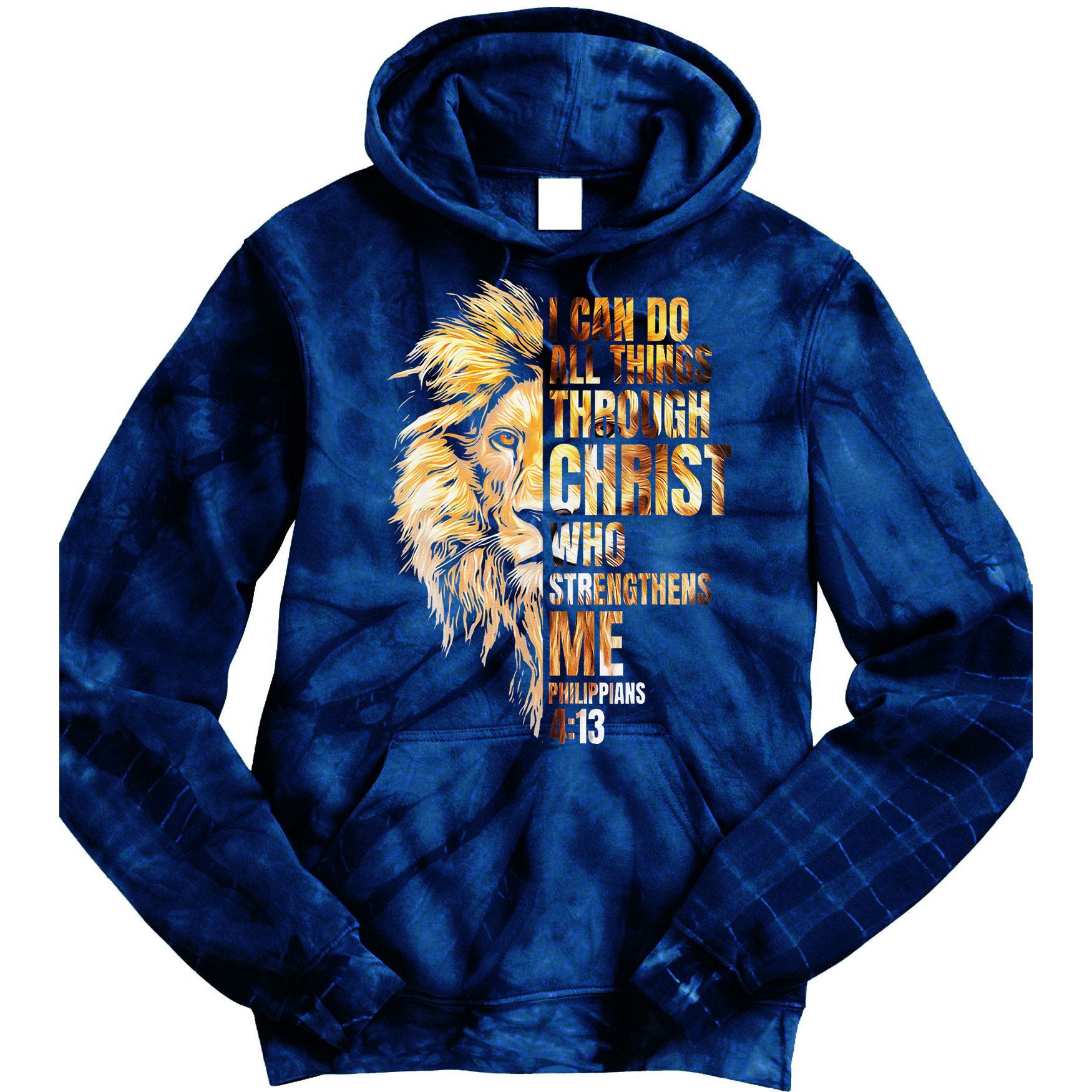 Christian I Can Do All Things Through Christ Lion Faith Tie Dye Hoodie