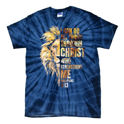 Christian I Can Do All Things Through Christ Lion Faith Tie-Dye T-Shirt