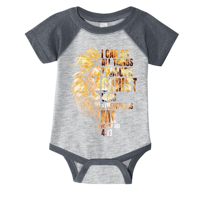 Christian I Can Do All Things Through Christ Lion Faith Infant Baby Jersey Bodysuit