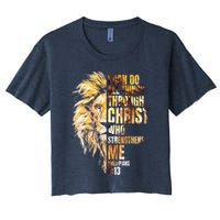 Christian I Can Do All Things Through Christ Lion Faith Women's Crop Top Tee