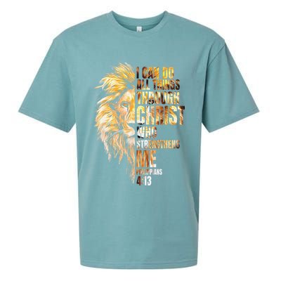 Christian I Can Do All Things Through Christ Lion Faith Sueded Cloud Jersey T-Shirt