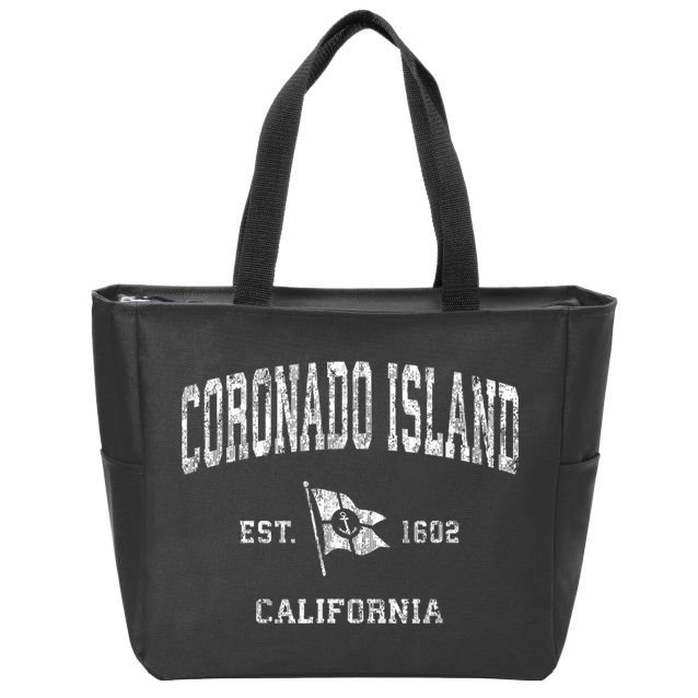 Coronado Island CA Vintage Nautical Boat Anchor Flag Sports Zip Tote Bag