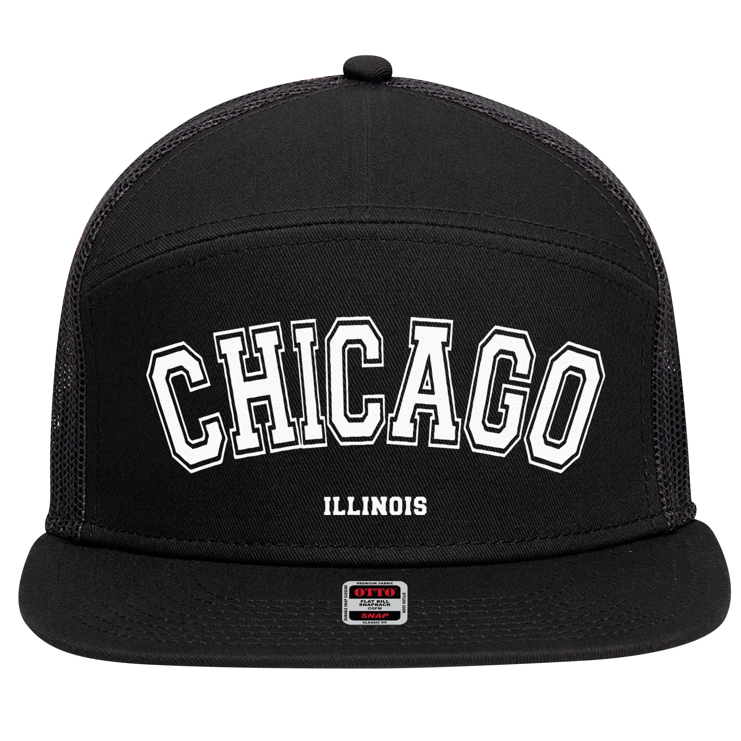 Chicago Illinois 7 Panel Mesh Trucker Snapback Hat