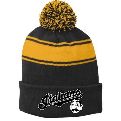 Cleveland Italians Stripe Pom Pom Beanie