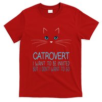 Cute Introvert Cat Lady DonT Want To Go Catrovert T-Shirt