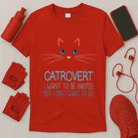 Cute Introvert Cat Lady DonT Want To Go Catrovert T-Shirt