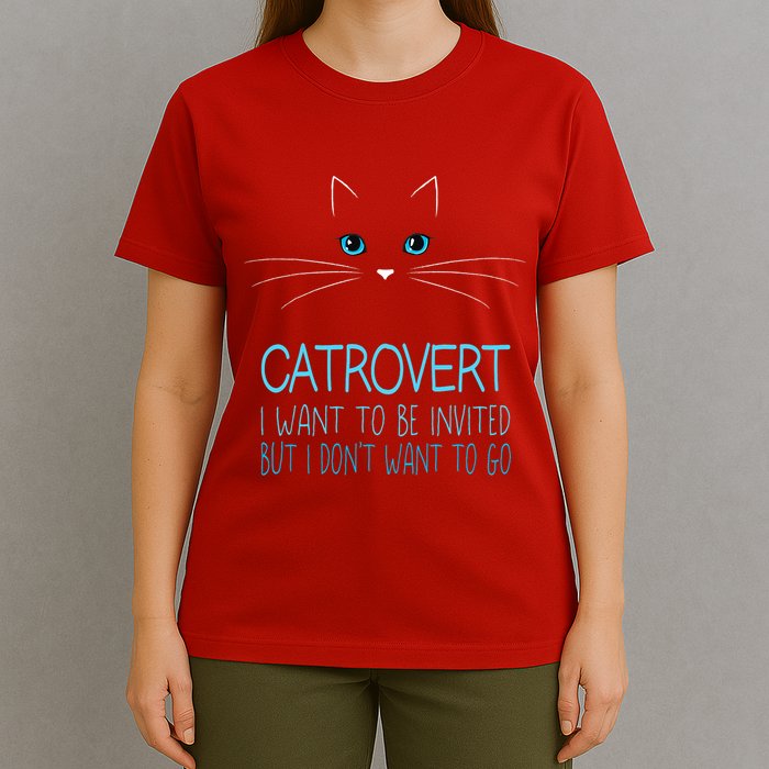 Cute Introvert Cat Lady DonT Want To Go Catrovert T-Shirt