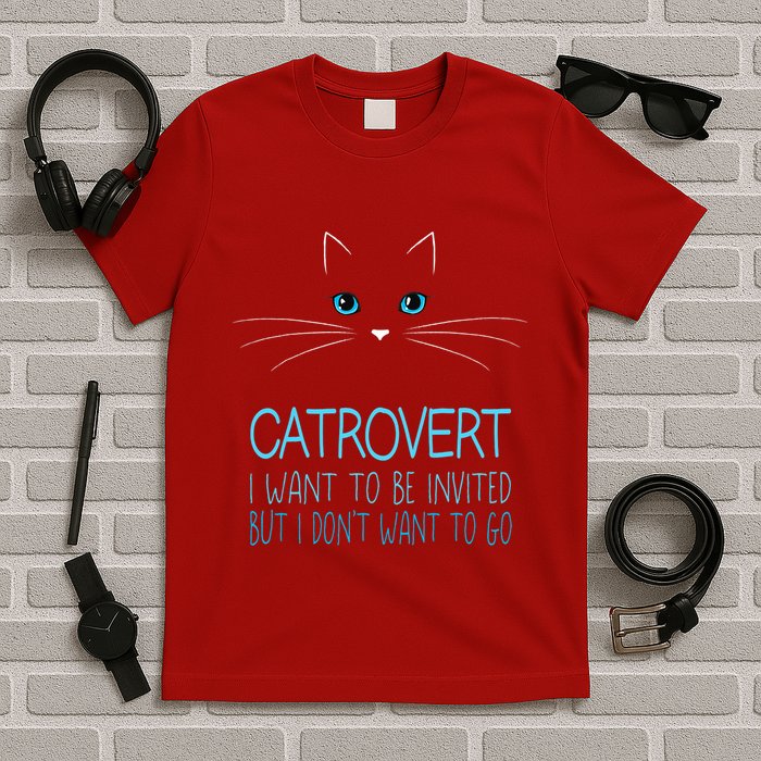 Cute Introvert Cat Lady DonT Want To Go Catrovert T-Shirt