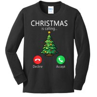 Christmas Is Calling Funny Christmas Tree Xmas Holiday Long Sleeve Kids Long Sleeve Shirt