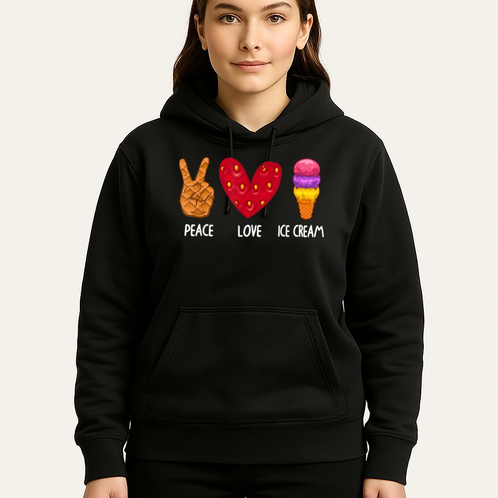 Cool Ice Cream Art For Men Women Peace Love Ice Cream Sundae Hoodie