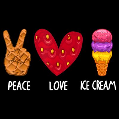 Cool Ice Cream Art For Men Women Peace Love Ice Cream Sundae T-Shirt