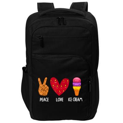 Cool Ice Cream Art For Men Women Peace Love Ice Cream Sundae Impact Tech Backpack
