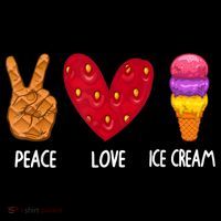 Cool Ice Cream Art For Men Women Peace Love Ice Cream Sundae Premium T-Shirt