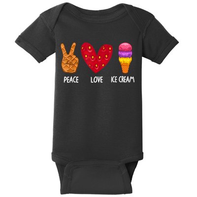 Cool Ice Cream Art For Men Women Peace Love Ice Cream Sundae Baby Bodysuit