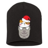 Cats In Christmas Sock Funny Cute Gift Short Acrylic Beanie