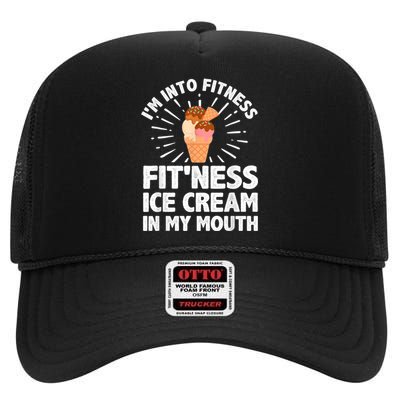 Cool Ice Cream For Men Women Ice Cream Cone Lover Dessert High Crown Mesh Back Trucker Hat