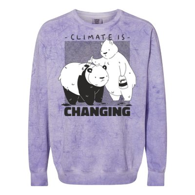 Climate Is Changing Polar Bear Colorblast Crewneck Sweatshirt