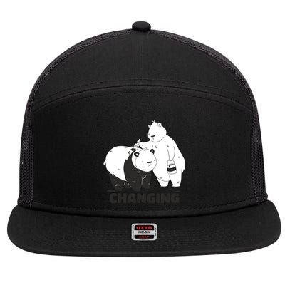 Climate Is Changing Polar Bear 7 Panel Mesh Trucker Snapback Hat