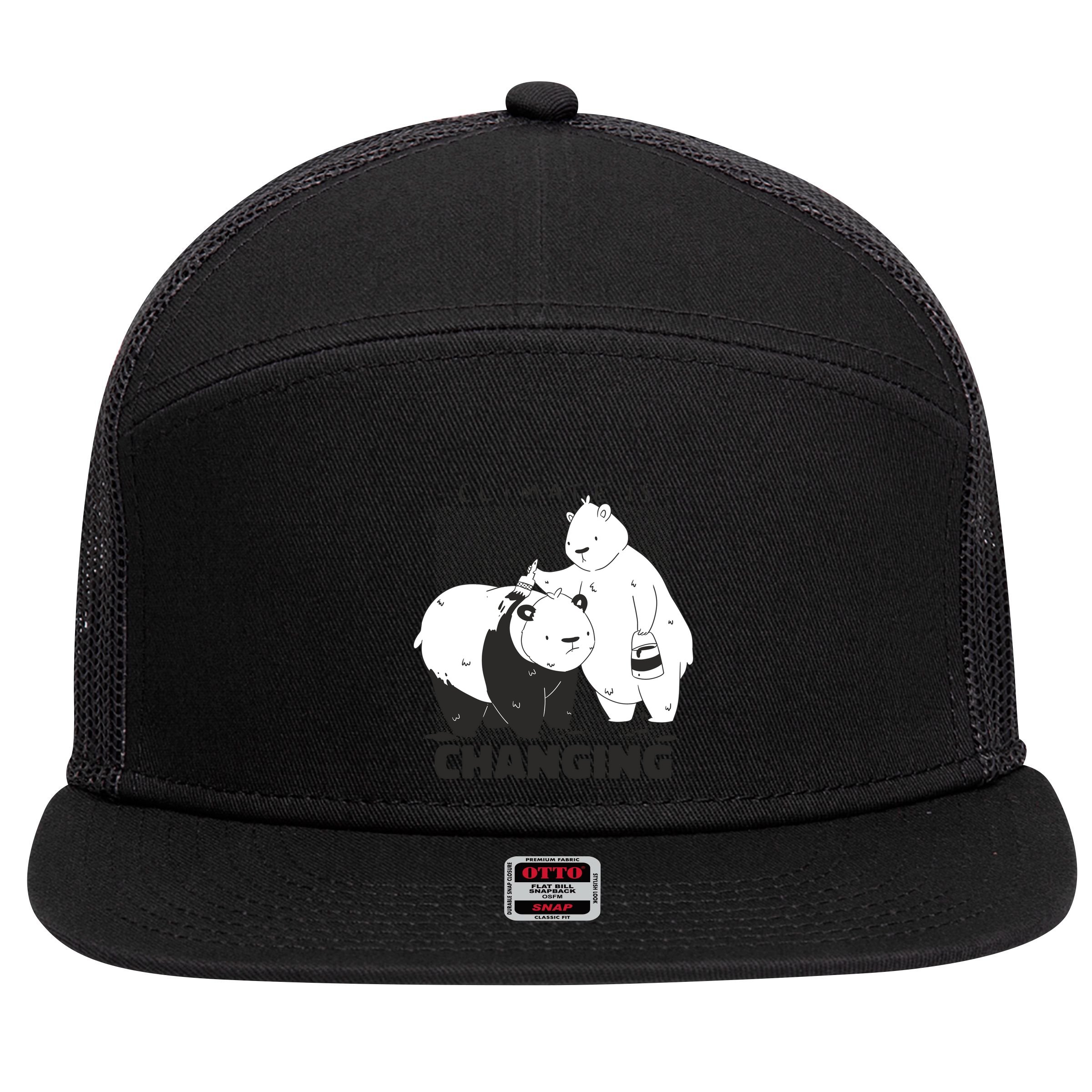 Climate Is Changing Polar Bear 7 Panel Mesh Trucker Snapback Hat