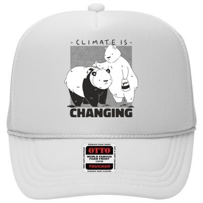 Climate Is Changing Polar Bear High Crown Mesh Back Trucker Hat