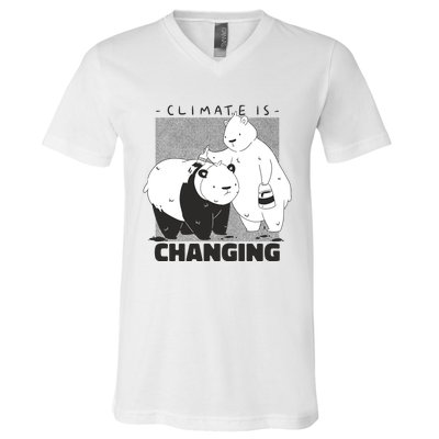 Climate Is Changing Polar Bear V-Neck T-Shirt