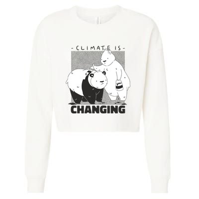 Climate Is Changing Polar Bear Cropped Pullover Crew