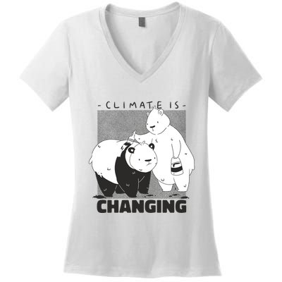 Climate Is Changing Polar Bear Women's V-Neck T-Shirt