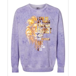 Christian I Can Do All Things Through Christ Lion Faith Colorblast Crewneck Sweatshirt