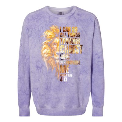 Christian I Can Do All Things Through Christ Lion Faith Colorblast Crewneck Sweatshirt