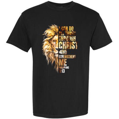 Christian I Can Do All Things Through Christ Lion Faith Garment-Dyed Heavyweight T-Shirt