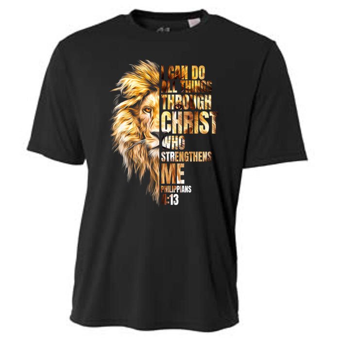 Christian I Can Do All Things Through Christ Lion Faith Cooling Performance Crew T-Shirt