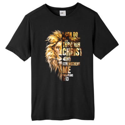 Christian I Can Do All Things Through Christ Lion Faith Tall Fusion ChromaSoft Performance T-Shirt