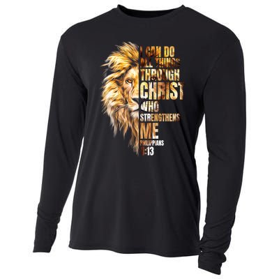 Christian I Can Do All Things Through Christ Lion Faith Cooling Performance Long Sleeve Crew