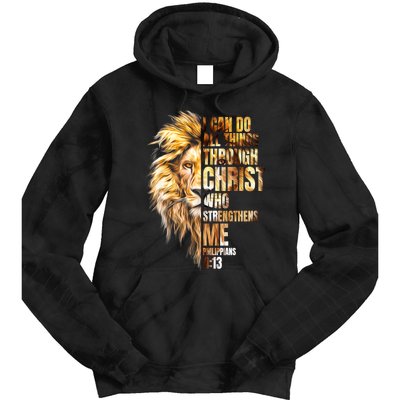 Christian I Can Do All Things Through Christ Lion Faith Tie Dye Hoodie