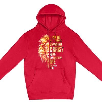 Christian I Can Do All Things Through Christ Lion Faith Premium Pullover Hoodie